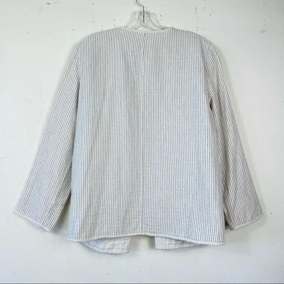 EILEEN FISHER REVERSIBLE COTTON KIMONO JACKET M Open Front Lagenlook Blazer - Picture 11 of 13